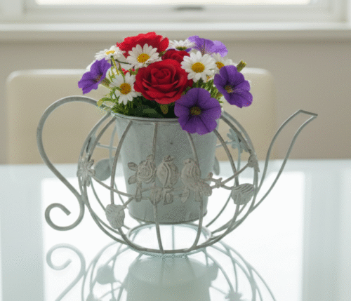 Macetero tetera gris