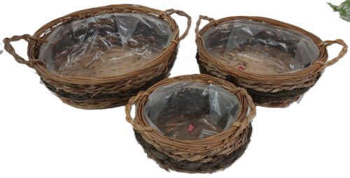 Cestas ovales c/nylon,set/3